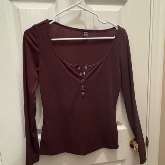 NWT SHEIN BASICS Scoop Neck Form Fitting Tee brown size M - Picture 1 of 13